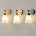 Tapered Alabaster and Brass Wall Sconce
