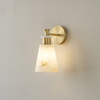 Tapered Alabaster and Brass Wall Sconce