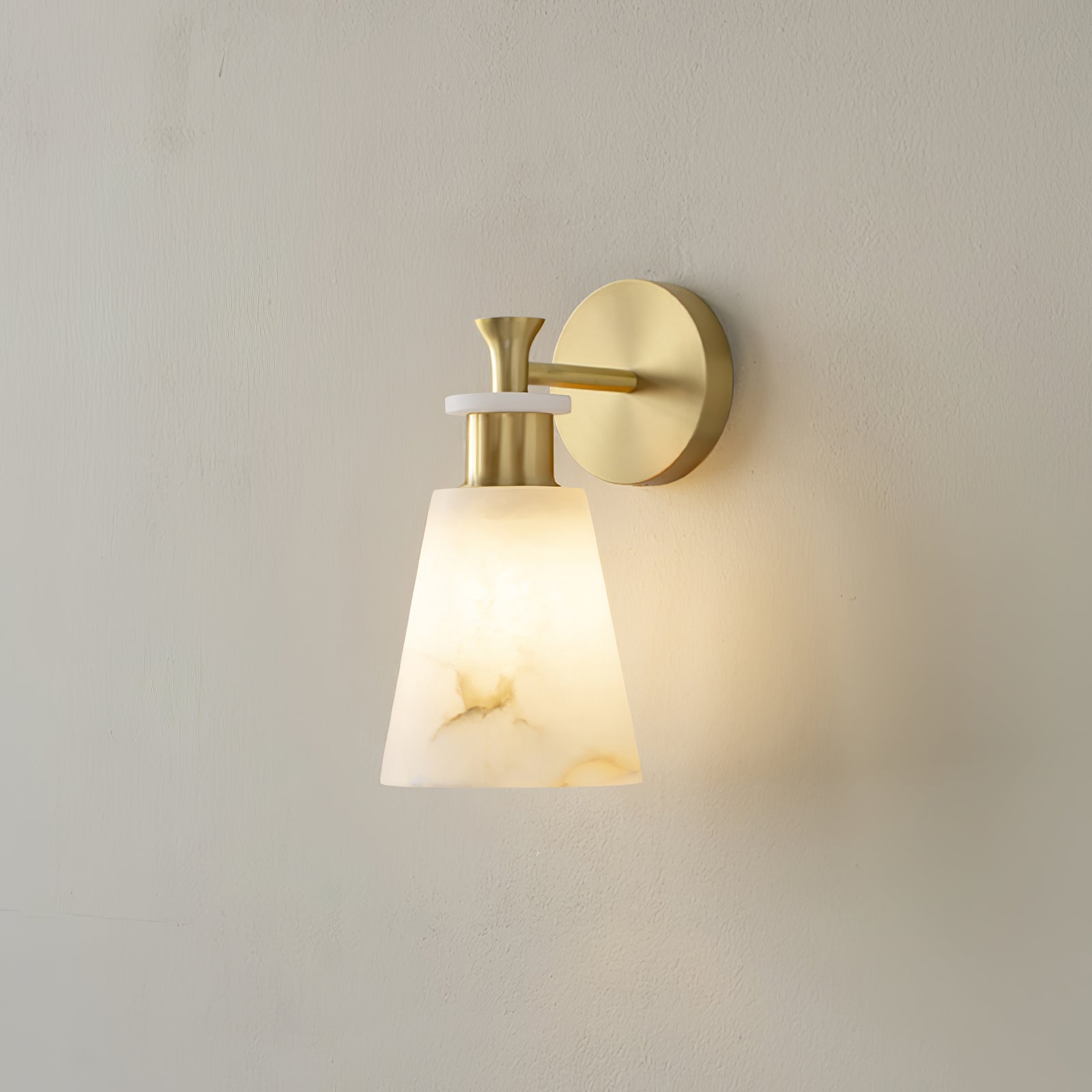 Tapered Alabaster and Brass Wall Sconce