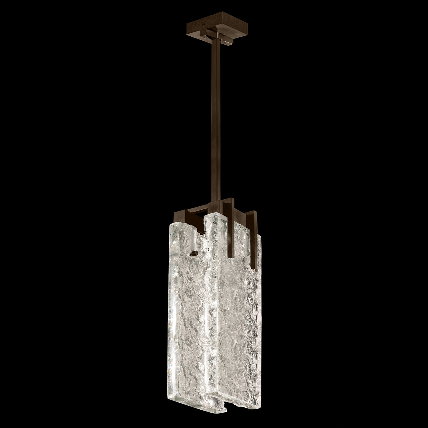 Textured Cast Glass 21-Inch Linear LED Pendant / Clear