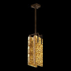 Textured Cast Glass 21-Inch Linear LED Pendant / Gold Leaf